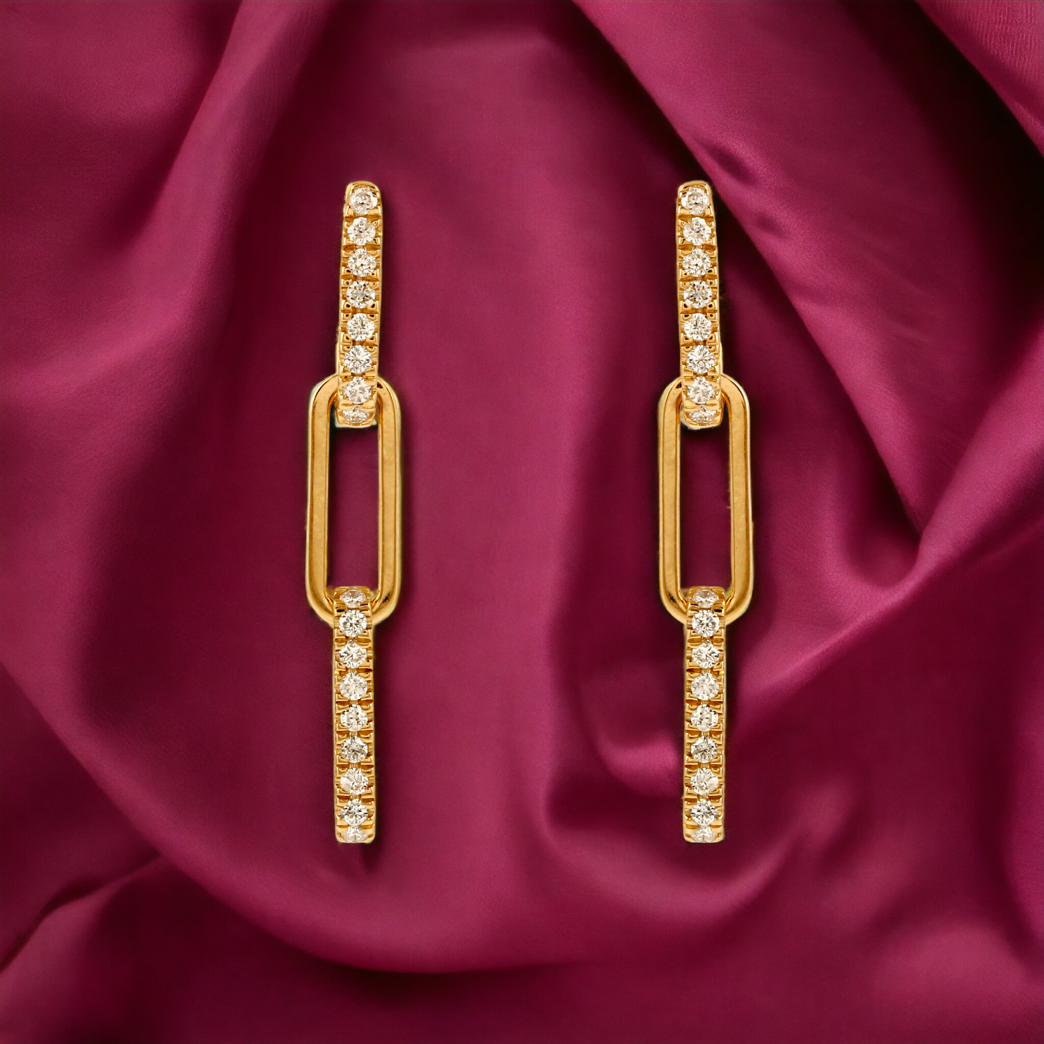Paperclip Link Diamond Earrings