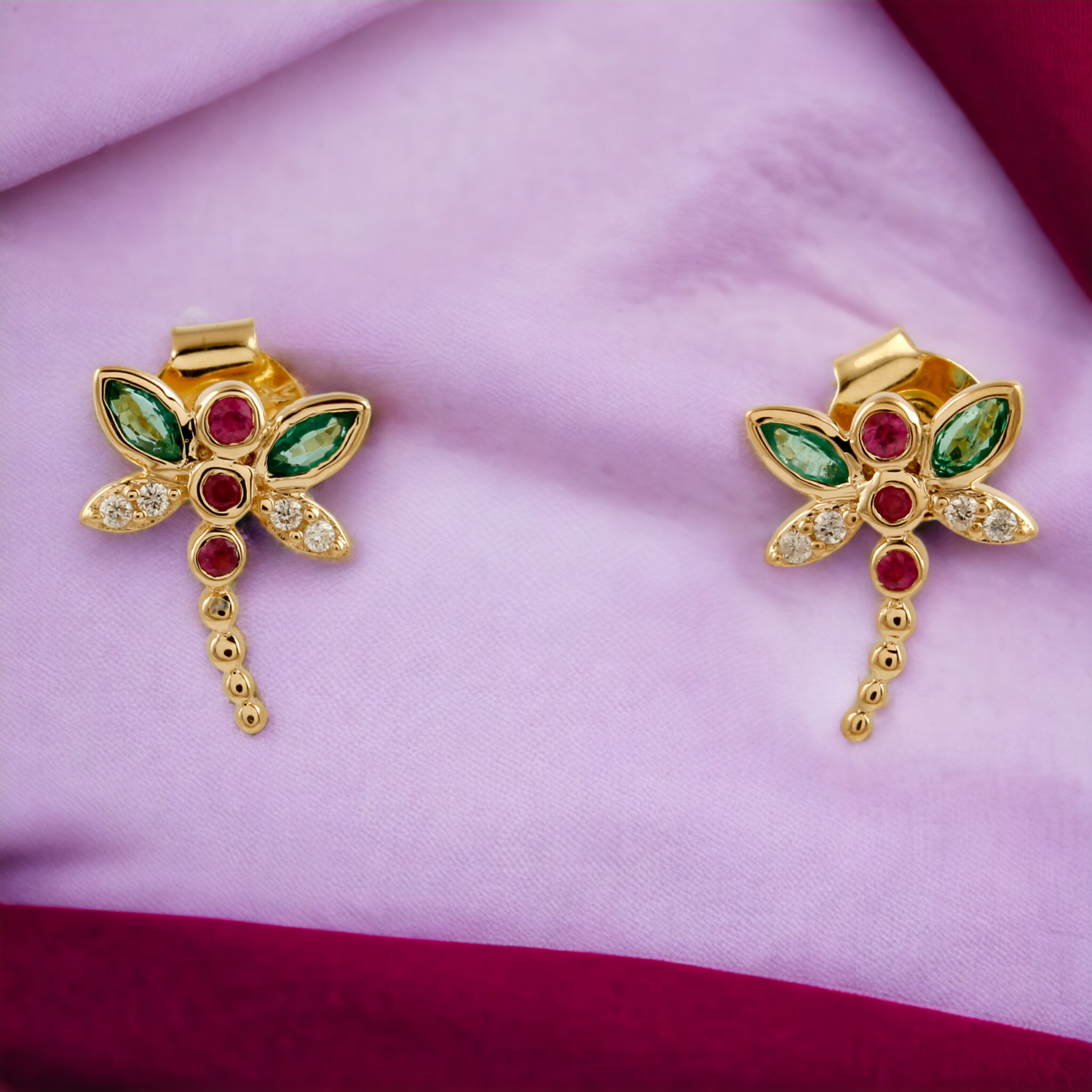Dragonfly Diamond Stud Earrings