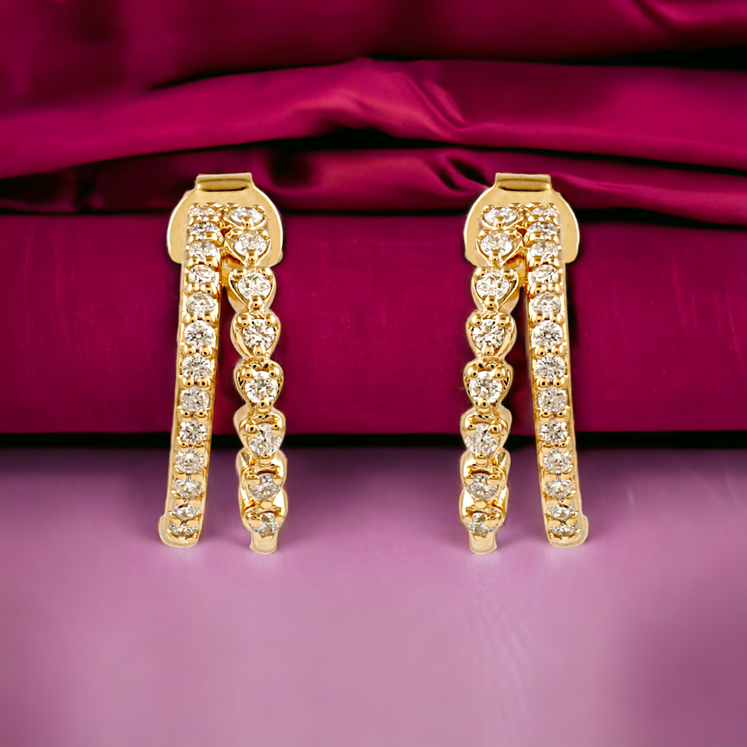 Split Row Diamond Earrings